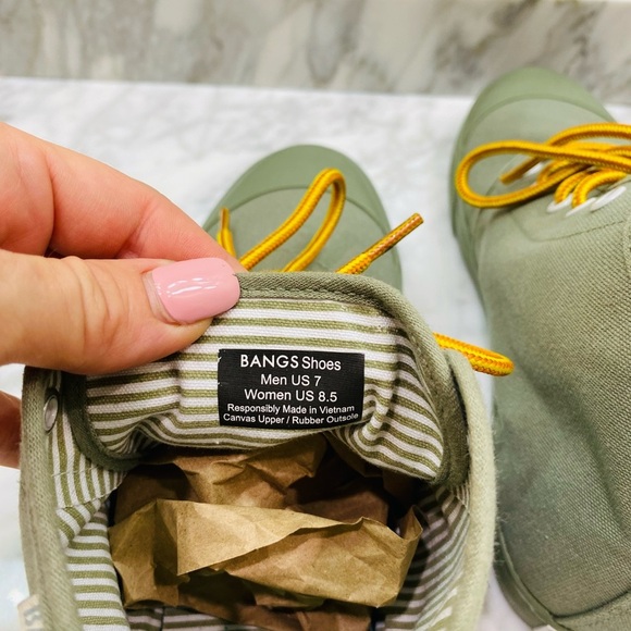 NWT BANGS Green Canvas Sneakers with Yellow Laces Size 8.5 - Picture 8 of 16